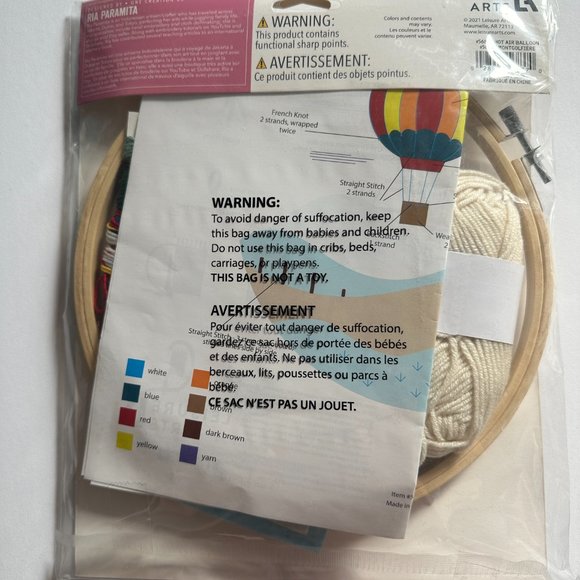 Embroidery Kit LEISURE ARTS  8" Hot Air Balloon- Embroidery kit for Beginners - Picture 4 of 5